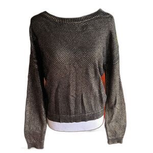 INC International Concepts Black Gold Metallic Knit Sweater Size Large